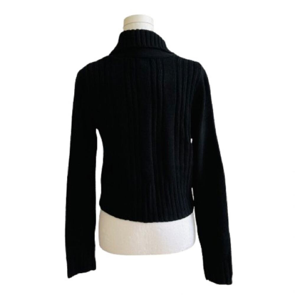Sweater Project Cardigan Black Shawl Collar Crop Cropped Ribbed Sweater XL NEW - Picture 5 of 12